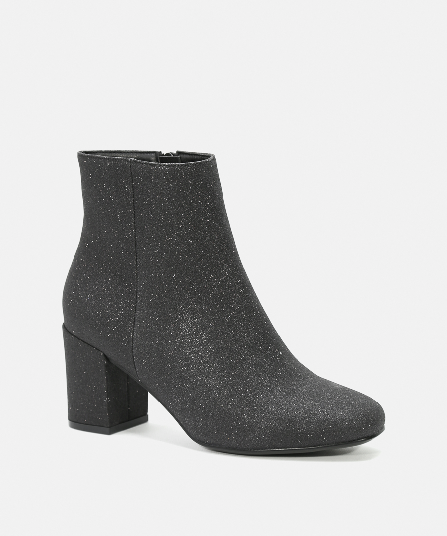 Botines glitter tacón ancho 